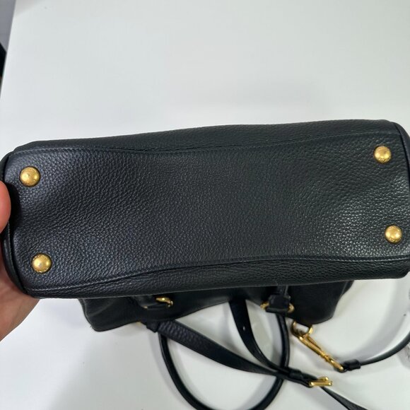Prada Women's Black Leather Bottom Studs Adjustable Shoulder Handbag Size Small - Picture 9 of 12